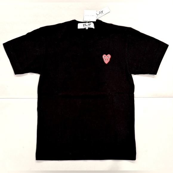 Double Heart Comme Des Garcons T Shirt Black Cdg Double Heart CDG